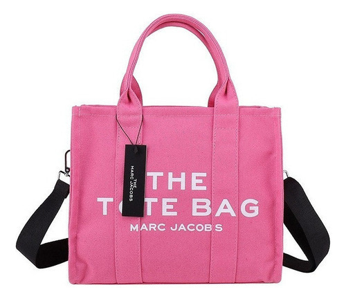 Bolsos Marcjacob The Tote Bag Nused Gran New Bolso De Lona Color Rosa Chicle Diseño De La Tela 27*22*11 Cm