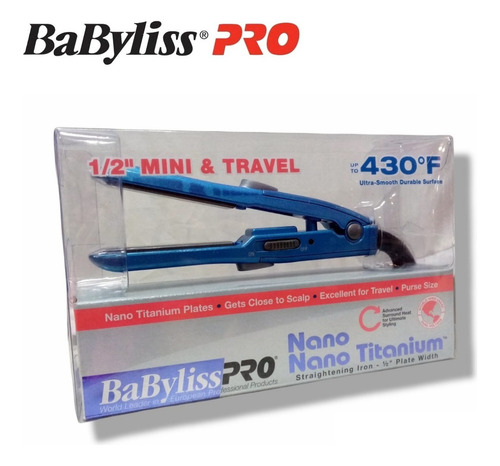 Mini Plancha De Viaje Babyliss Pro Placa 1/2 PuLG Color Azul