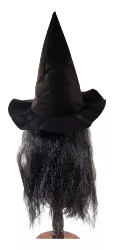 Capa de Rosto de Bruxa Syrisora ​​com Cabelo e Chapéu de Látex Capa de  Rosto de Bruxa Velha Festa de Halloween Traje de Bruxa Assustadora Adereços