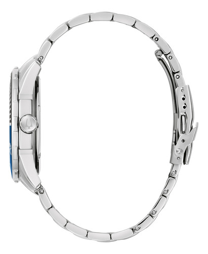 Reloj Bulova Hombre 98b441 Correa Plateado Bisel Negro Fondo Blanco