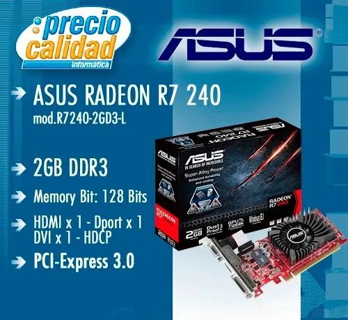 Placa Video Asus Radeon R7 240 2gb Ddr3 Pci-e 3.0 Hdmi Dvi