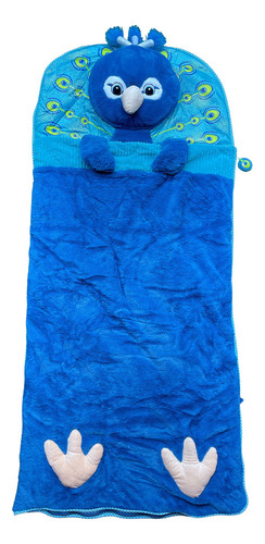 Hugfun Bolsa Para Dormir Modelo Pavo Real 167.64cm X 71.12cm Color Azul