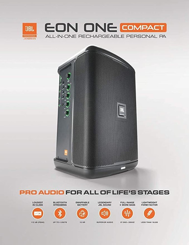 Imagen 2 de 4 de Jbl Professional Eon One Compact Batería