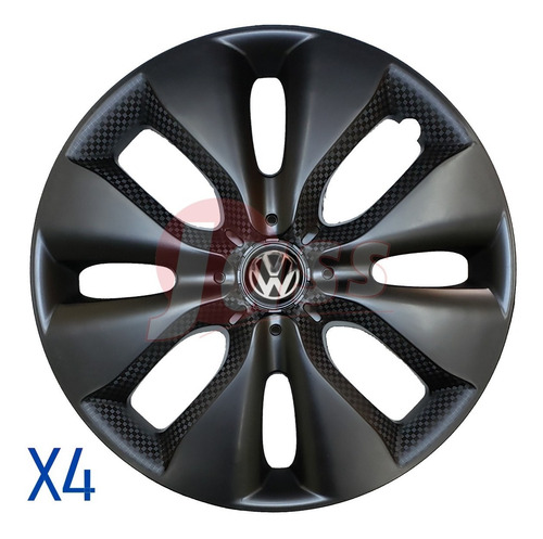 Imagen 1 de 3 de 4 Tazas Vw Gol Renault Chevrolet Fiat Rodado 15 Negra Mate E