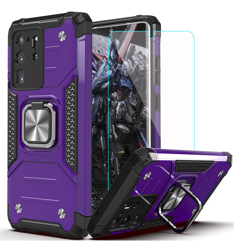 Funda Violeta Anillo + Protector Para Galaxy S20 Ultra