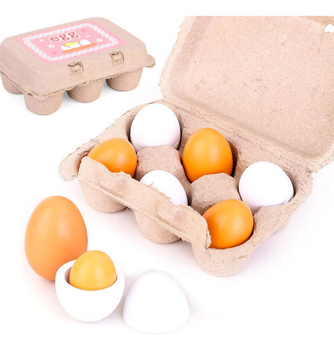 Juguete De Huevo De Madera Simulado Para Niños Con Caja De A