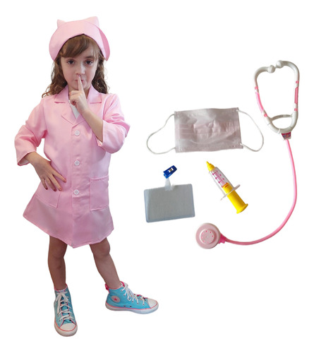 Fantasia Infantil Hospital Enfermeira Rosa + 4 Brinquedos