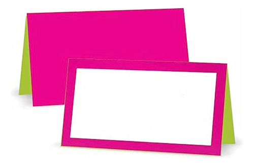 Tarjetas De Lugar Fucsia Y Lime - Estilo Tienda - Frente Bla