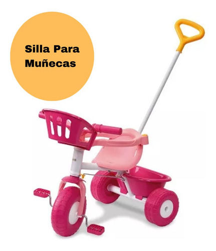 Imagen 7 de 8 de Triciclo P/bebe Nena/e Rondi De Metal + Barra De Dirección