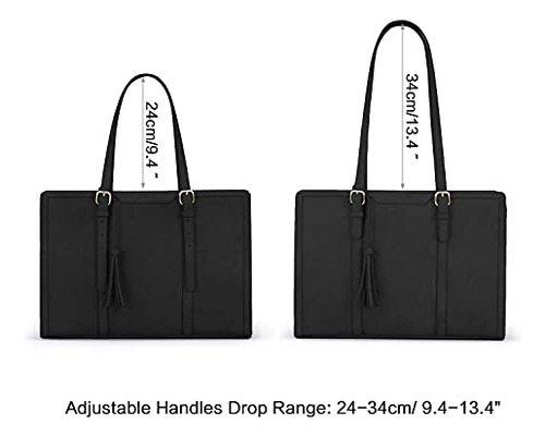Bolso Grande Para Computadora Portatil Asa Larga Color Negro