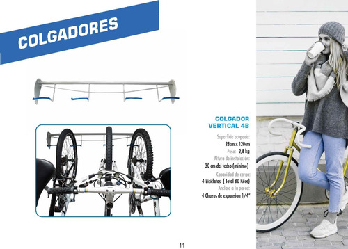 Imagen 4 de 6 de Anclaje Porta Bicicletas X4 Pared Soporte Parqueadero