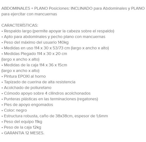 Banco De Abdominales Pecho Plano, Plegable, Pesas Mancuernas