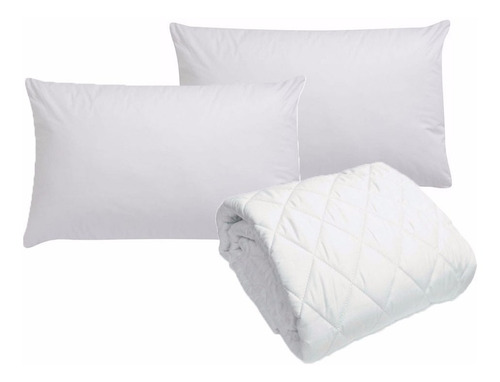 Protector Colchón Cama Semidoble +2 Almohadas 70x50cm
