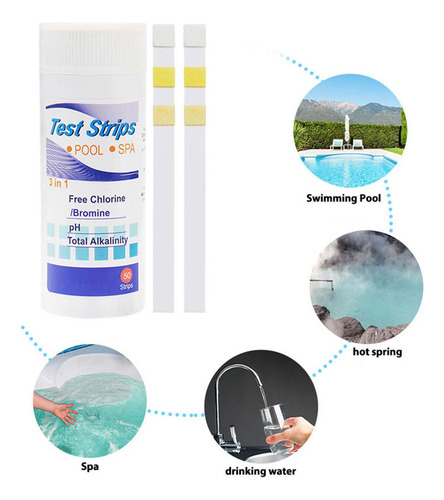 Kit De Tiras Reactivas U 3 En 1 Para Piscinas Y Spas, 50 Acc
