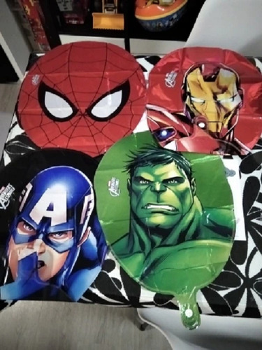 4 Globos Hulk Capitán America Iron Man Hombre Araña Aluminio