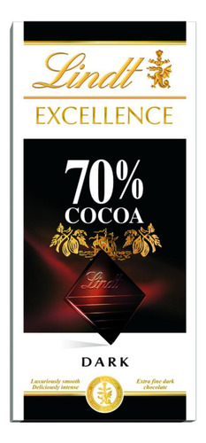 Chocolate Suiço, Lindt Excellence, 70% Cacau, 1 Barra 100g