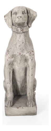 Estatua Perro Para Exterior Color Blanco Antiguo