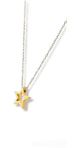 Conjunto Cadena Dije Estrella Chica Acero Dorado