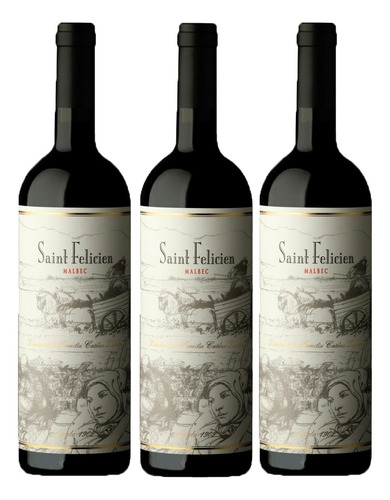 Vinho tinto Malbec Saint Felicien adega Catena Zapata 750 ml pacote x 3 u