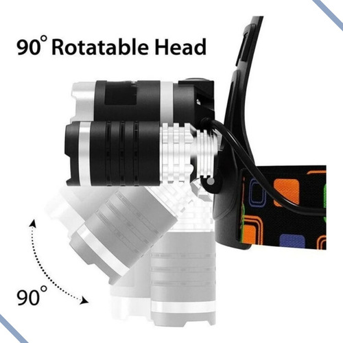 Lanterna Cabeça Triplo T6 3 Led Cree Profissional Econômica