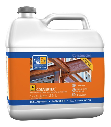 Convertex Tratamiento De Superficies Garrafa 3.6 Litros Vp