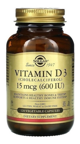 Solgar | Vitamin D3 Cholecalciferol | 15mcg 600 Iu | 100 Cap