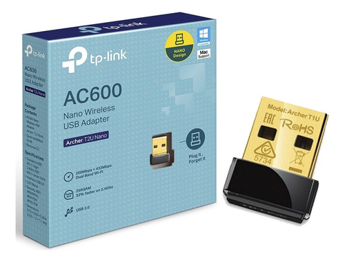 Receptor Wifi Usb Tp-link Ac600 Dual Band Archer T2u Nano