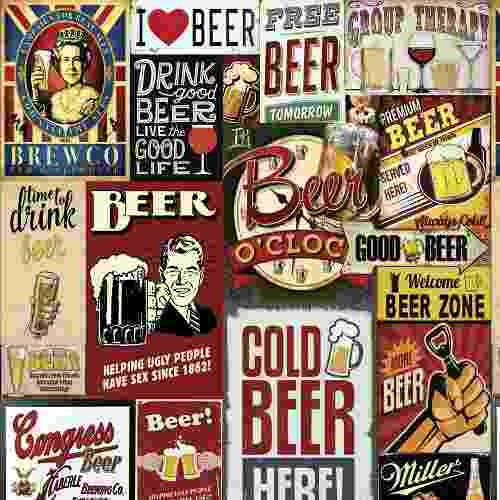 Imagem 1 de 6 de Papel De Parede Beer Cervejas Bebidas Vintage Retrô 3,10