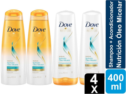 Shampoo + Acondicionador Dove Pack De 4 Óleo Micelar 400ml