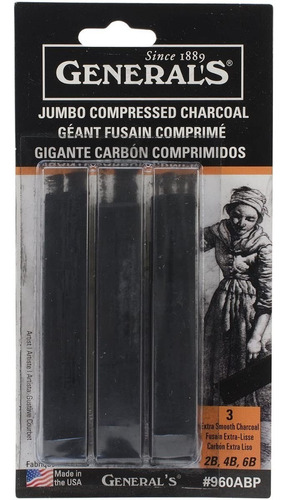 Carboncillo Carbon Comprimido Grueso Dibujo Caja C/3 Jumbo