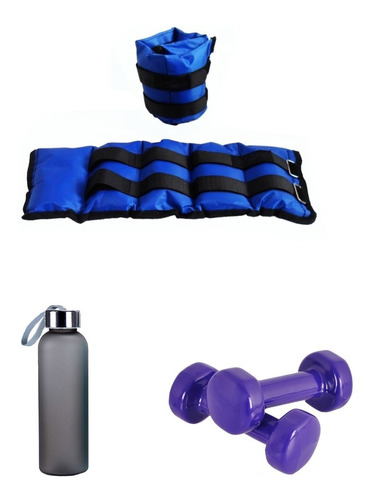 Set Gym - Botella,  2 Mancuernas Y 2 Tobilleras - Pilates