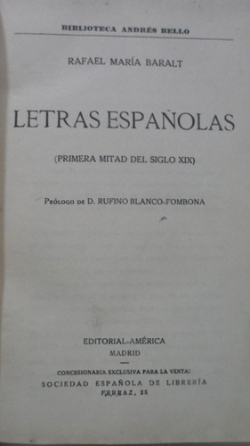 Letras Españolas Rafael María Baralt