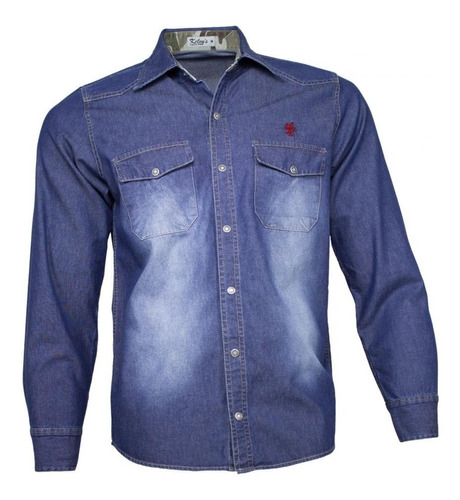 Camisa Jeans Masculina Kelvy's Stone Camuflada 100% Algodão