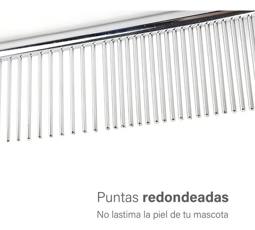 Y Peine Metalico Para Mascotas Quita Nudos Color Plateado