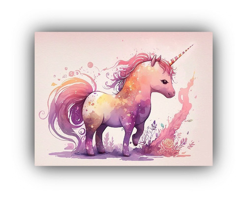 Arte De Pared Alta Calidad Unicornios Mural 50x40cm