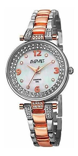 August Steiner Women's Diamond Watch - Diamond Hour Markers 