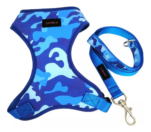 Pechera Para Perro O Gato Acolchada Camuflado Azul Talla S