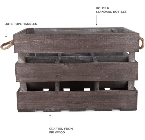 Twine Farm House Decor - Botellero Rustico De Madera Para 6