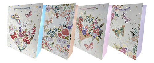 Pack 12 Bolsas Papel De Regalo Sorpresa Mariposas L 30x40cm