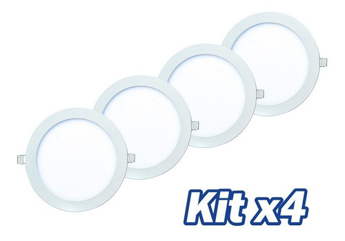 Kit X 4 Panel Led Redondo Fullwat Incrustar  12w 6500k Color Blanco 110v