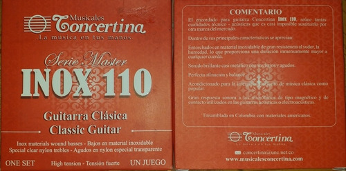 Encordado Concertina Inox 110 Guitarra Clasica