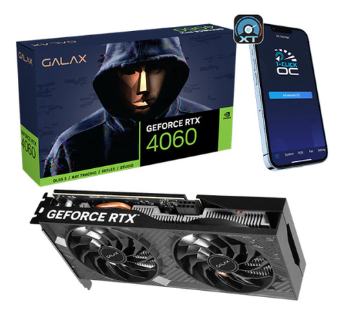 Gpu Galax Rtx 4060 1-click Oc 2x, 8gb, Gddr6, 46nsl8mdapco