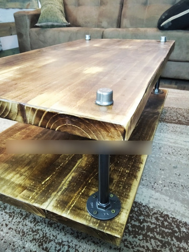 Mesa Ratona Estilo Industrial Rústica Hierro Y Madera Fasur