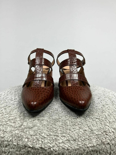 Stiletto Cuero Vacuno Croco Taco Mujer Hebilla Valentino