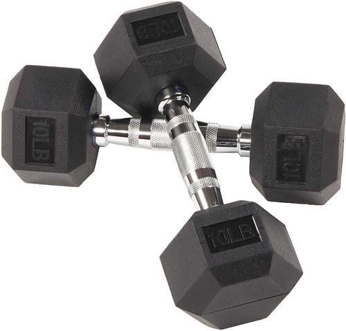 2 Mancuernas Hex Dumbells Caucho 20 Lb (9 Kg) C/u Sin Logo.