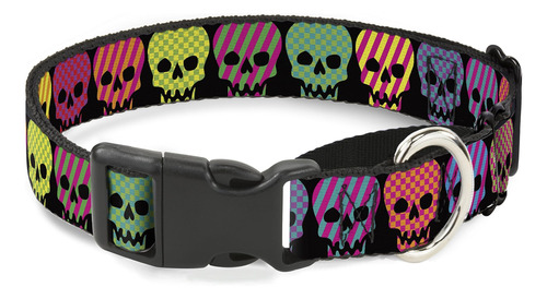 Collar Para Perro Martingale De Neón Con Calaveras A Rayas Y