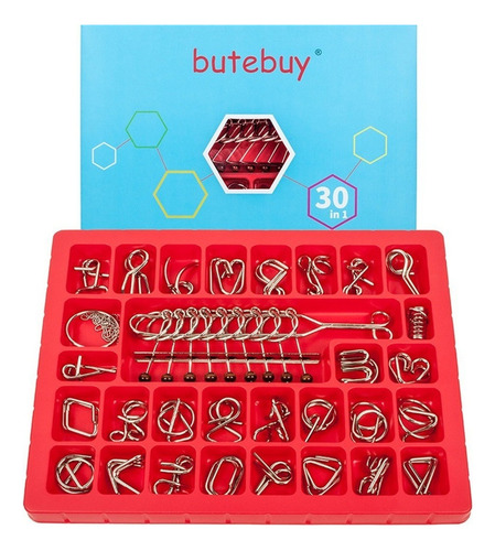 Quebra-cabeça Butebuy 30 Metal Wire Game Set Teste De Qi Des