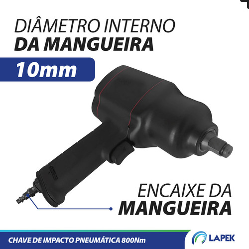 Chave De Impacto Pneumática Parafusadeira 1/2 Pol 81 Kgf Lapek