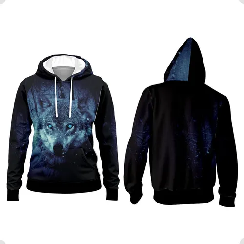 Moletom Casaco Estampa Lobo Wolf Galaxia Blusa Adulto Frete gr tis