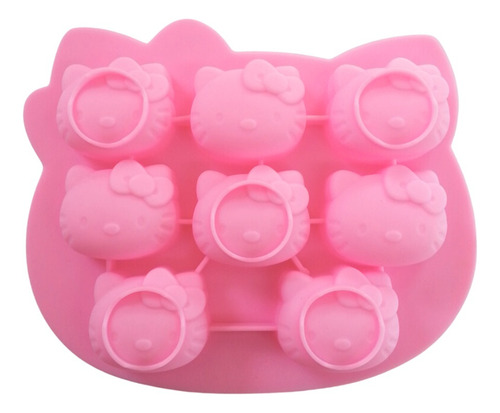 Molde De Silicón Kitty 8 Gatitas Con Moño Decorativo